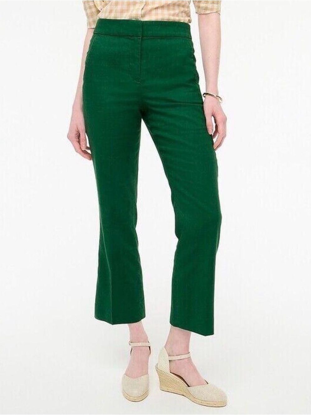 J. Crew Olive Green High-Waist Cropped Kelsey Pants Size 14